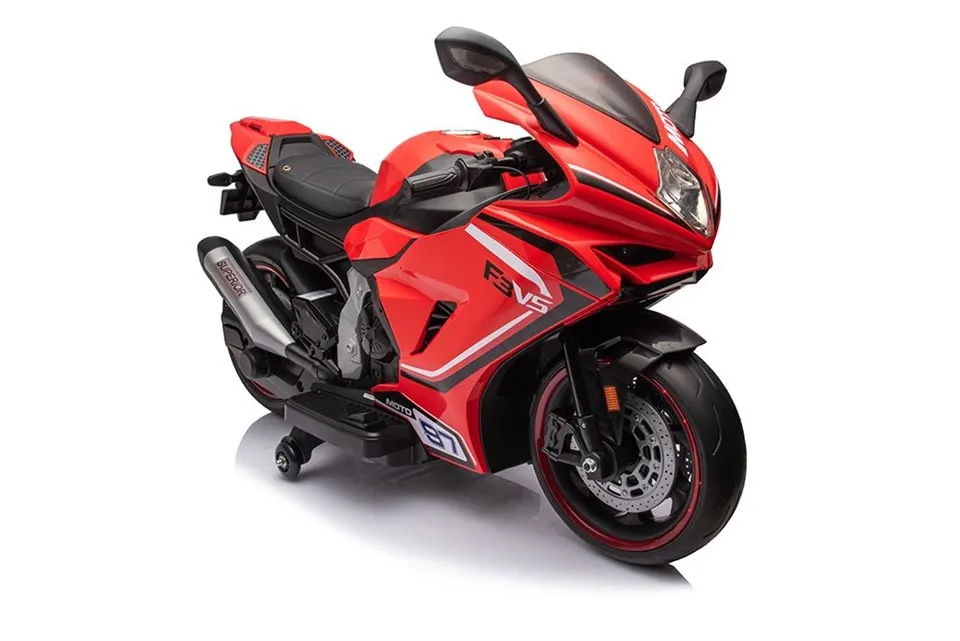 Børn elektrisk tur på motorcykel med træningshjul